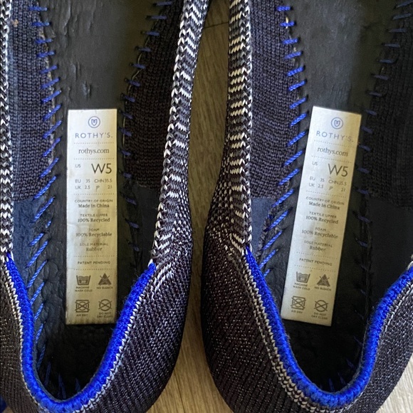 Rothy's The Point Black and White Flats Size 5 - Picture 6 of 7